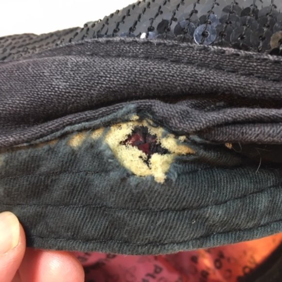 RARE Playboy Sequined Cap Hat Original  Black/Pink USED Vintage - Picture 14 of 16